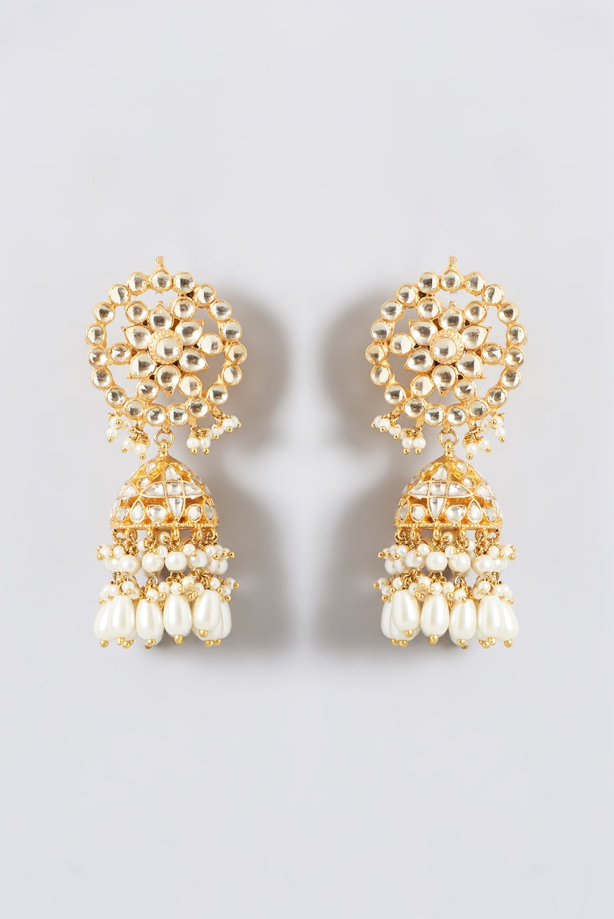 Gold Finish Kundan Polki & Mother Of Pearl Necklace Set
