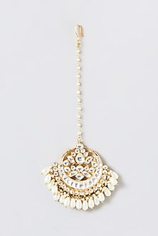 Gold Finish Kundan Polki & Mother Of Pearl Necklace Set
