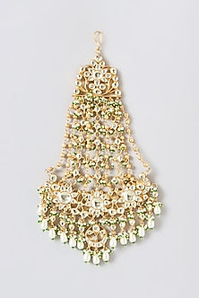 Gold Finish Kundan Polki & Beaded Pasa