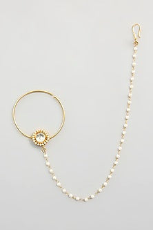 Gold Finish Kundan Polki & Zircon Nath
