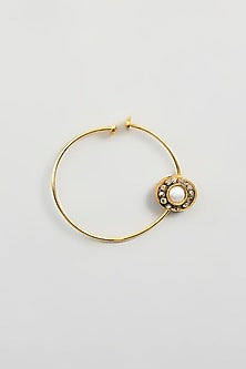 Gold Finish Kundan Polki & Macra Stone Nath