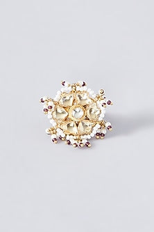 Gold Finish Kundan Polki Ring