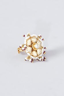 Gold Finish Kundan Polki Ring