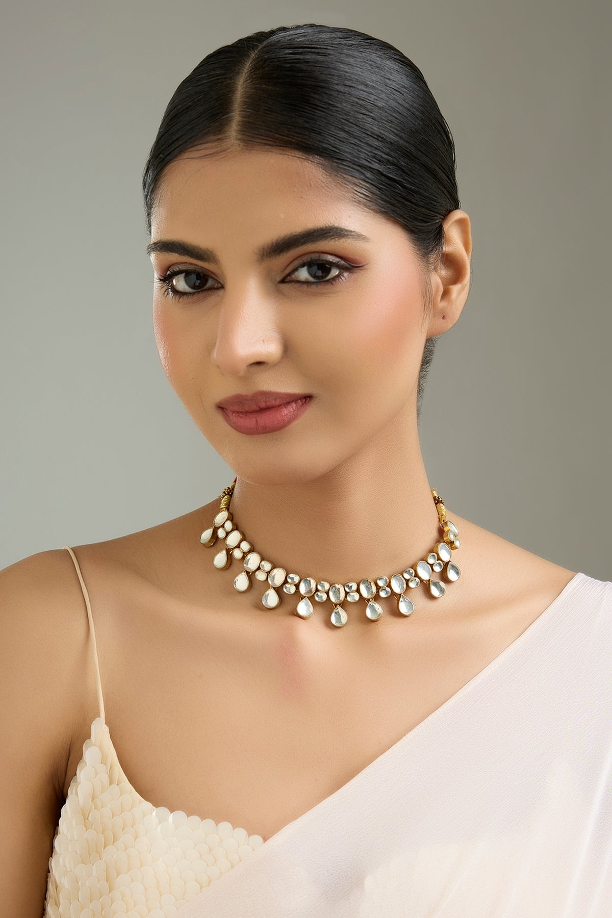 Gold Finish Kundan Polki Necklace