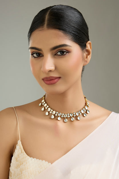 Gold Finish Kundan Polki Necklace