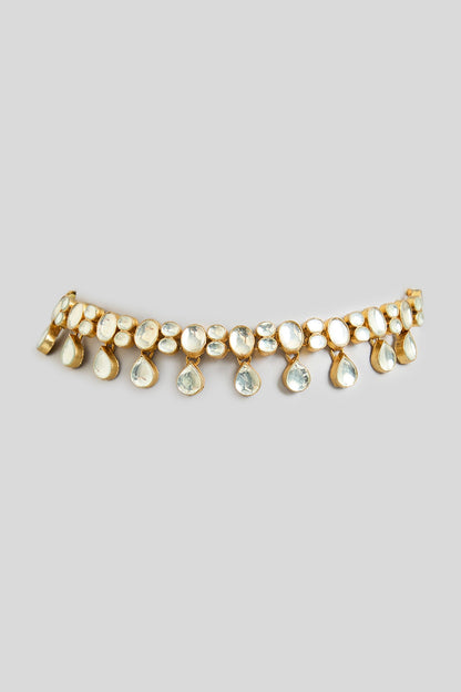 Gold Finish Kundan Polki Necklace