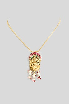 Gold Finish Temple Pendant Necklace