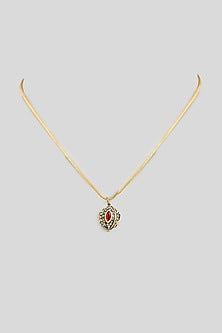 Gold Finish Black Beaded Necklace