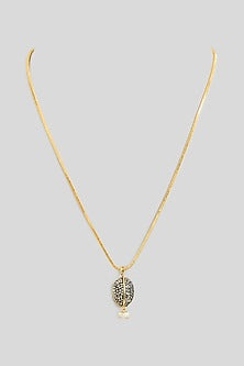 Gold Finish Black Beaded Necklace