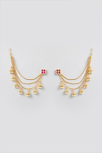 Gold Finish Kundan Polki Kaan Chains