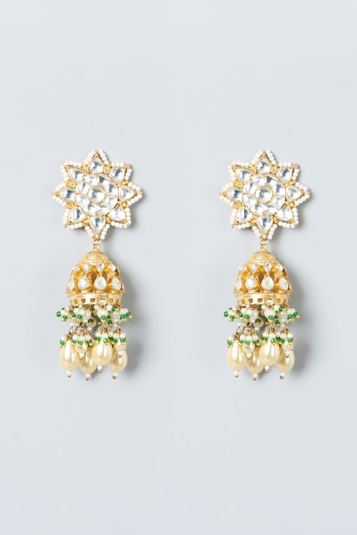 Gold Finish Kundan Polki Necklace Set