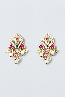 Gold Finish Pearls & Kundan Polki Necklace Set