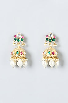 Gold Finish Multi-Colored Kundan Polki Necklace Set