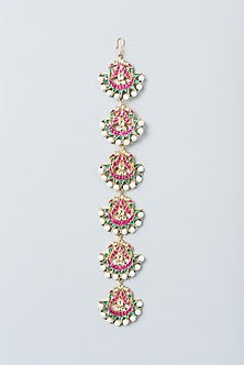 Gold Finish Multi-Colored Kundan Polki Hair Choti