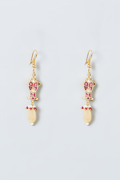 Gold Finish Necklace Set With Kundan Polki