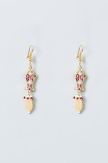 Gold Finish Necklace Set With Kundan Polki