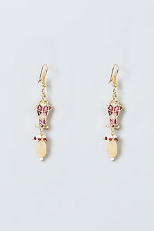 Gold Finish Necklace Set With Kundan Polki