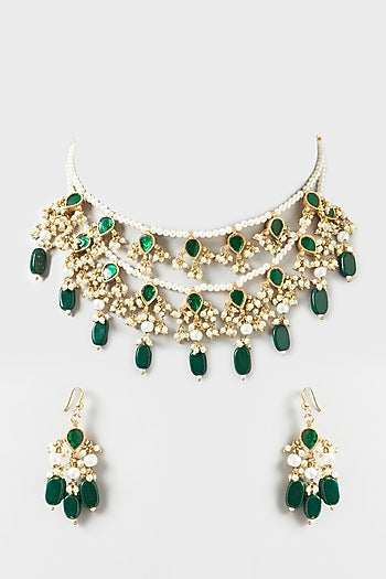 Gold Plated Kundan Polki Necklace Set