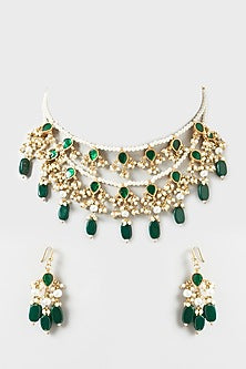 Gold Plated Kundan Polki Necklace Set