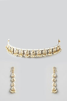 Gold Plated Kundan Polki Choker Necklace Set
