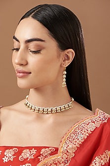 Gold Plated Kundan Polki Choker Necklace Set