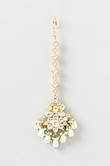 Gold Plated Pearls & Kundan Polki Maang Tikka