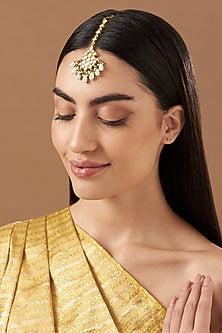 Gold Plated Pearls & Kundan Polki Maang Tikka