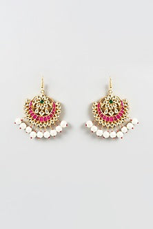 Gold Finish Kundan Polki Earrings