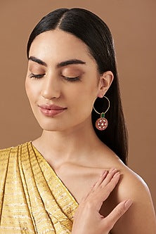 Gold Finish Multi-Colored Stones Earrings