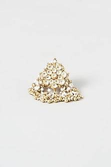 Gold Finish Kundan Polki Ring