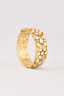 Gold Finish Kundan Polki Kadas (Set Of 2)