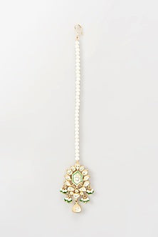 Gold Finish Green Enamel Choker Necklace Set