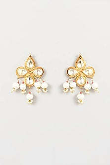 Gold Finish Kundan & Pearl Pendant Necklace Set