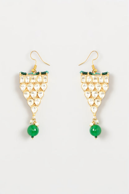 Gold Finish Green Beaded Necklace Set