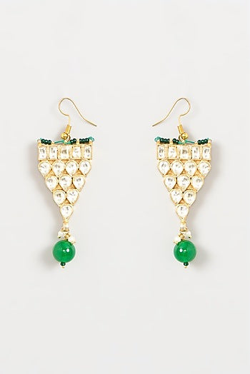 Gold Finish Green Beaded Necklace Set