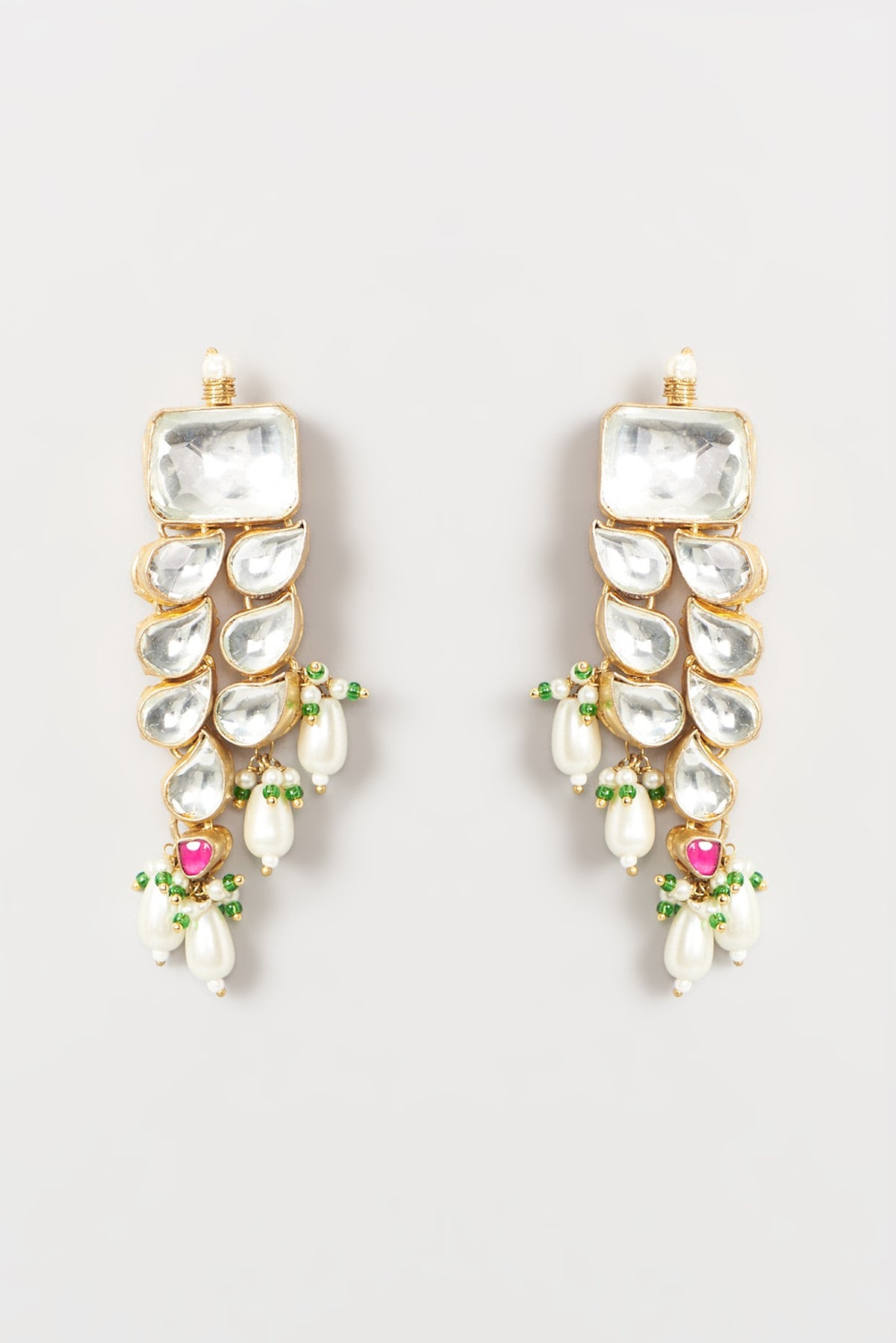 Gold Finish Multi-Colored Kundan Necklace Set