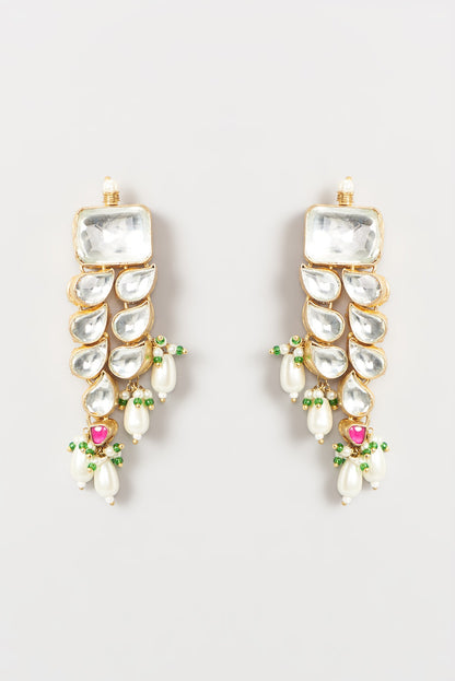 Gold Finish Multi-Colored Kundan Necklace Set