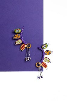 Purple Hand Embroidered Stud Earrings