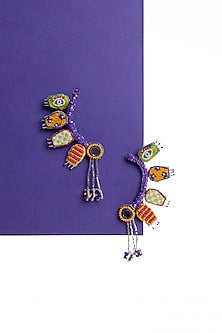 Purple Hand Embroidered Stud Earrings