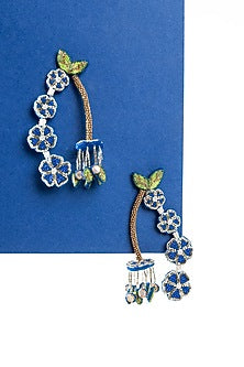 Blue Hand Embroidered Dangler Earrings