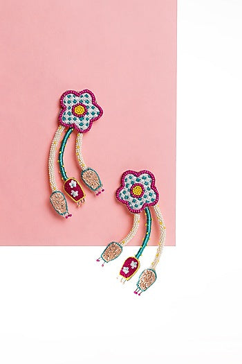 Multi-Colored Hand Embroidered Dangler Earrings