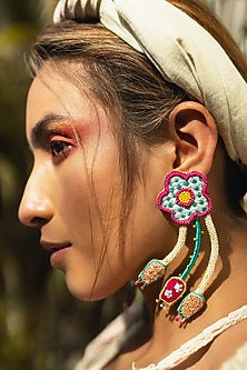 Multi-Colored Hand Embroidered Dangler Earrings