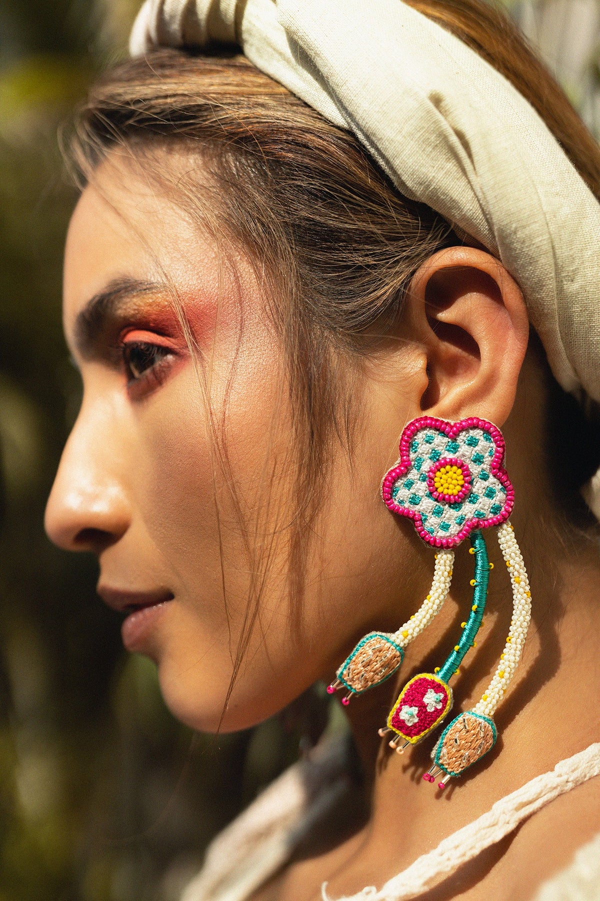 Multi-Colored Hand Embroidered Dangler Earrings