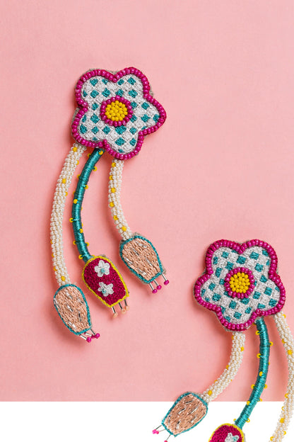 Multi-Colored Hand Embroidered Dangler Earrings