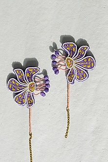 Purple Bead Hand Embroidered Earcuff