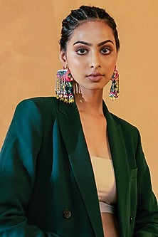 Multi-Colored Embroidered Dangler Earrings