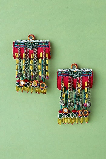 Multi-Colored Embroidered Dangler Earrings