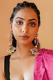 Multi-Colored Embroidered Dangler Earrings