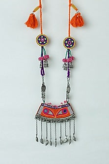 Multi-Colored Embroidered Long Necklace