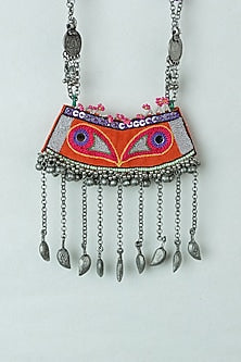 Multi-Colored Embroidered Long Necklace